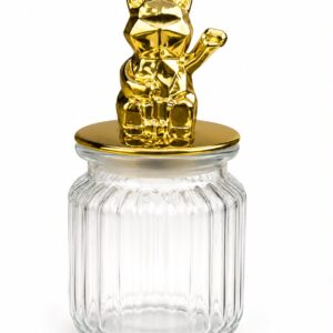 Frasco de Vidrio Hermético – Diseño Gato de la Suerte